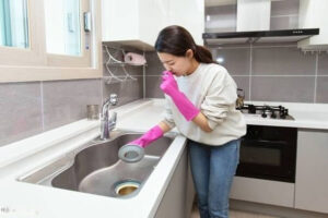 An image of a smelling Kitchen Sink | 5 Ways To Keep Your Kitchen Sink Sparkling